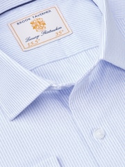 Brook Taverner Blue Dot Fine Stripe Long Sleeve 100% Cotton Shirt - Image 5 of 5