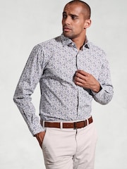 Brook Taverner Blue Ditsy Floral Print Long Sleeve 100% Cotton Shirt - Image 1 of 5