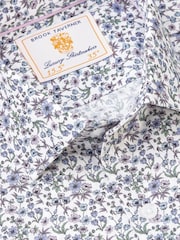 Brook Taverner Blue Ditsy Floral Print Long Sleeve 100% Cotton Shirt - Image 4 of 5