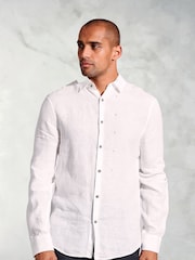 Brook Taverner White 100% Linen Shirt - Image 1 of 4