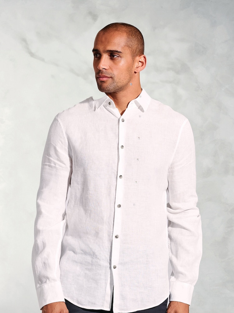 Brook Taverner White 100% Linen Shirt - Image 1 of 4