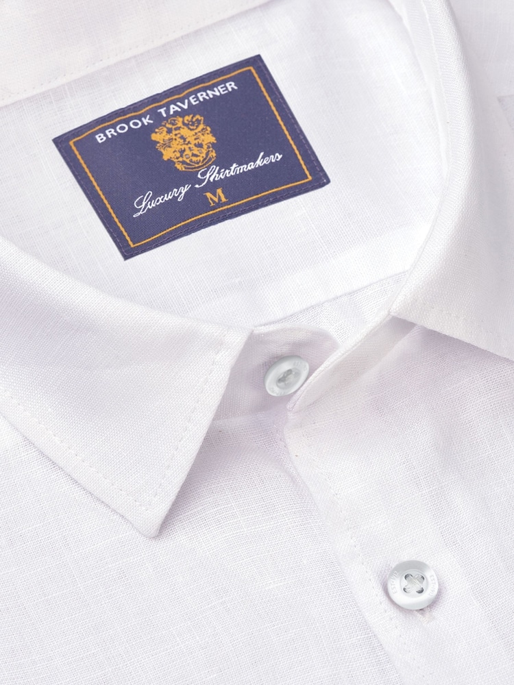 Brook Taverner White 100% Linen Shirt - Image 4 of 4