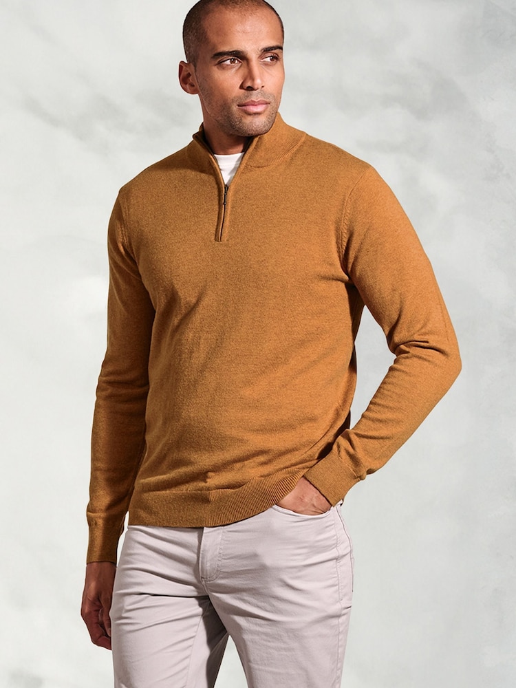 Brook Taverner Yellow 1/4 Zip Jumper - Image 1 of 3