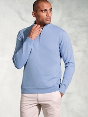 Brook Taverner Blue 1/4 Zip Jumper - Image 1 of 3