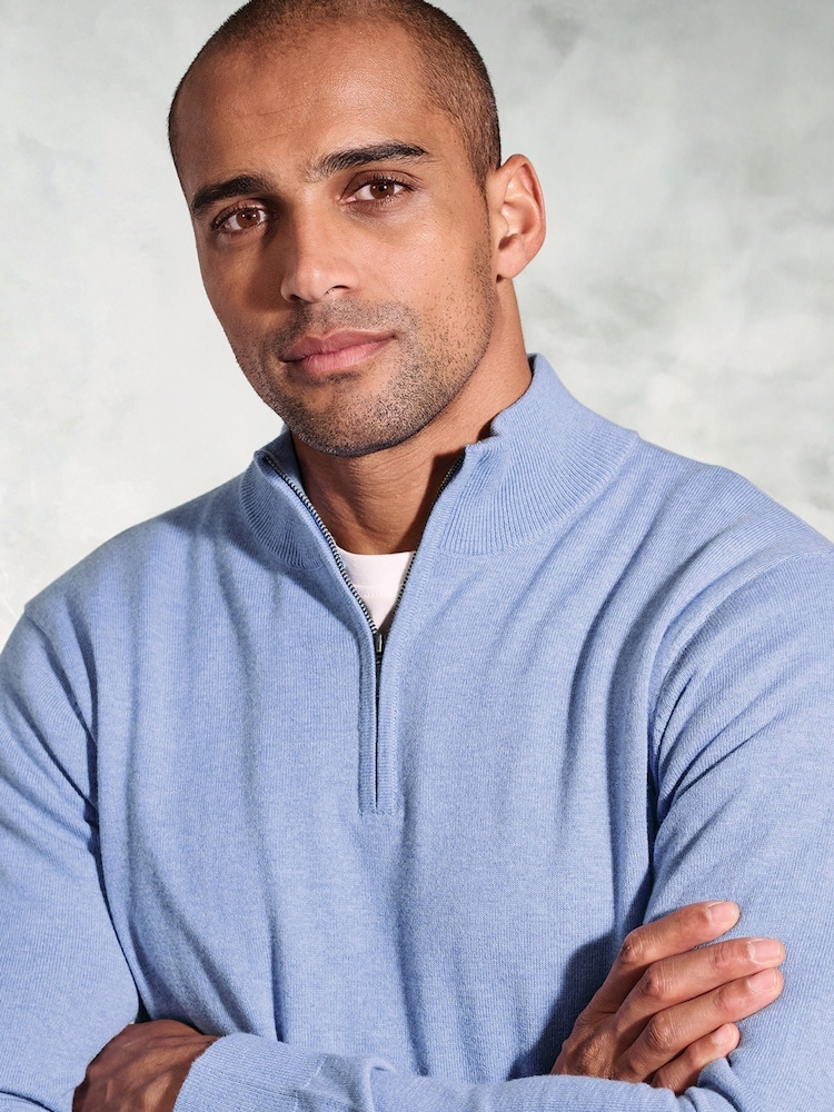 Brook Taverner Blue Light Quarter Zip Jumper - Image 3 of 3 Brook Taverner Blue Light Quarter Zip Jumper - Image 3 of 3