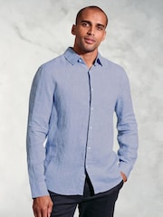 Brook Taverner Blue 100% Linen Shirt - Image 1 of 4