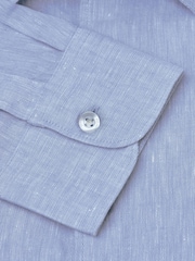 Brook Taverner Blue 100% Linen Shirt - Image 4 of 4