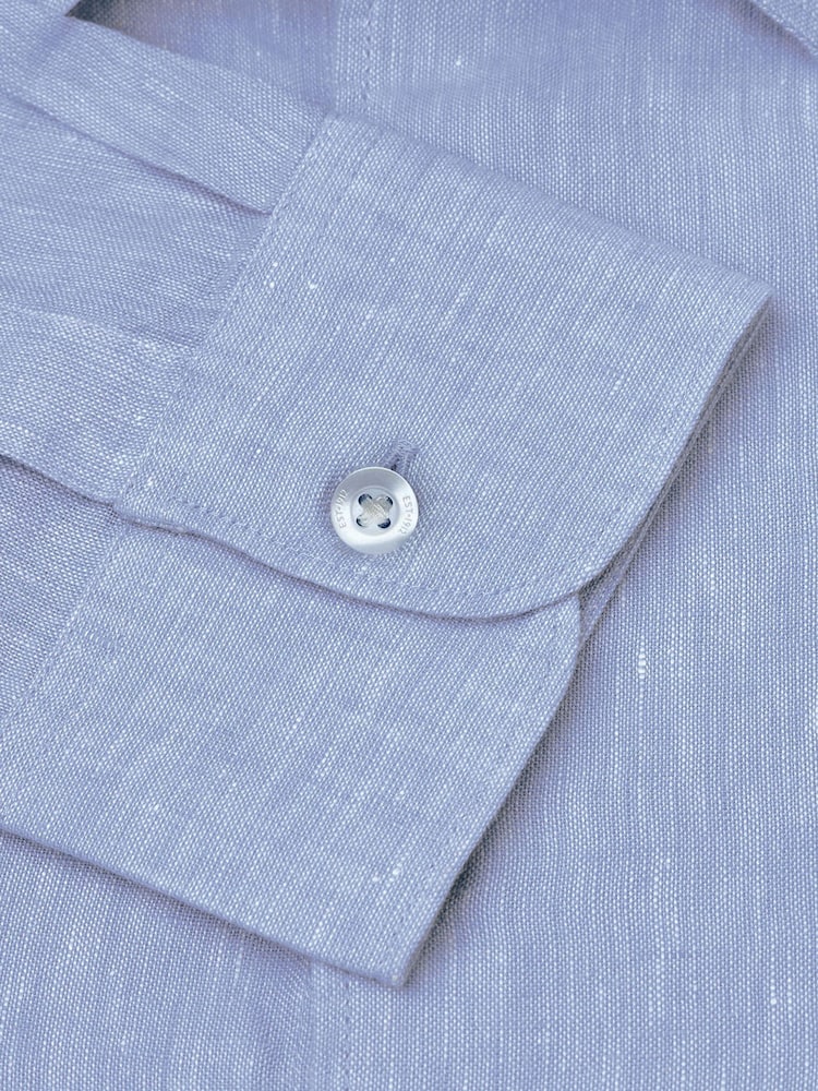 Brook Taverner Blue 100% Linen Shirt - Image 4 of 4