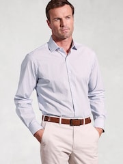 Brook Taverner Blue Dobby EOE Stripe Long Sleeve 100% Cotton Shirt - Image 1 of 5