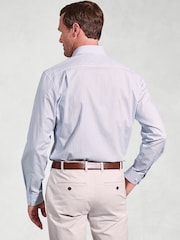 Brook Taverner Blue Dobby EOE Stripe Long Sleeve 100% Cotton Shirt - Image 2 of 5