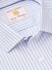 Brook Taverner Blue Dobby EOE Stripe Long Sleeve 100% Cotton Shirt - Image 4 of 5