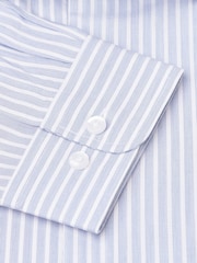 Brook Taverner Blue Dobby EOE Stripe Long Sleeve 100% Cotton Shirt - Image 5 of 5
