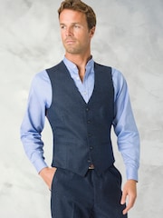 Brook Taverner Blue Donegal Wool Suit Waistcoat - Image 1 of 2