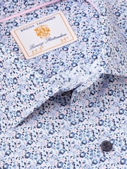 Brook Taverner Blue Light Ditsy Floral Print Long Sleeve 100% Cotton Shirt - Image 4 of 5