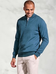 Brook Taverner Blue 1/4 Zip Jumper - Image 1 of 3