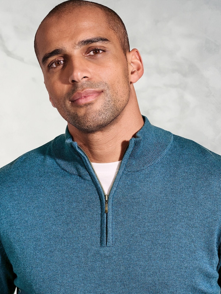 Brook Taverner Blue 1/4 Zip Jumper - Image 3 of 3