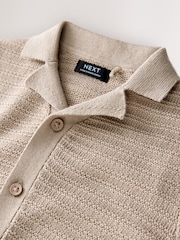 Neutral Revere Collar Short Sleeve Knitted Polo Shirt (3mths-7yrs) - Image 7 of 8