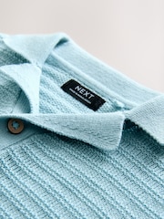 Blue Revere Collar Short Sleeve Knitted Polo Shirt (3mths-7yrs) - Image 4 of 4