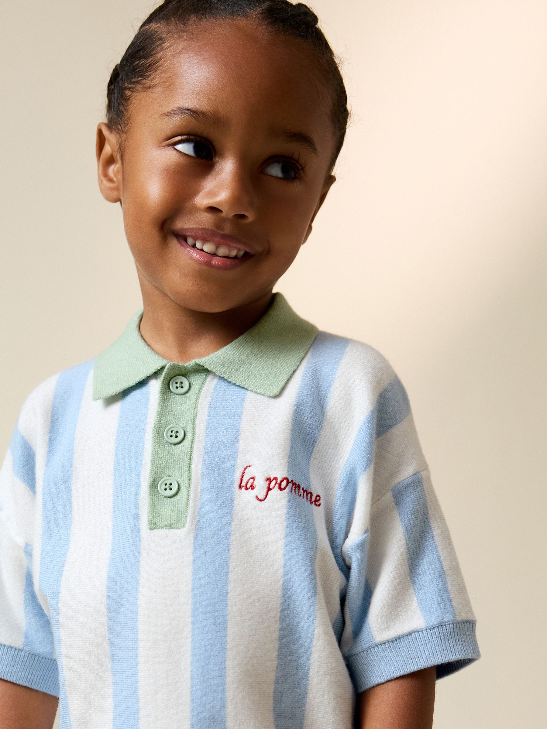 Buy Blue Character Button Neck Knitted Polo Shirt (3mths-7yrs