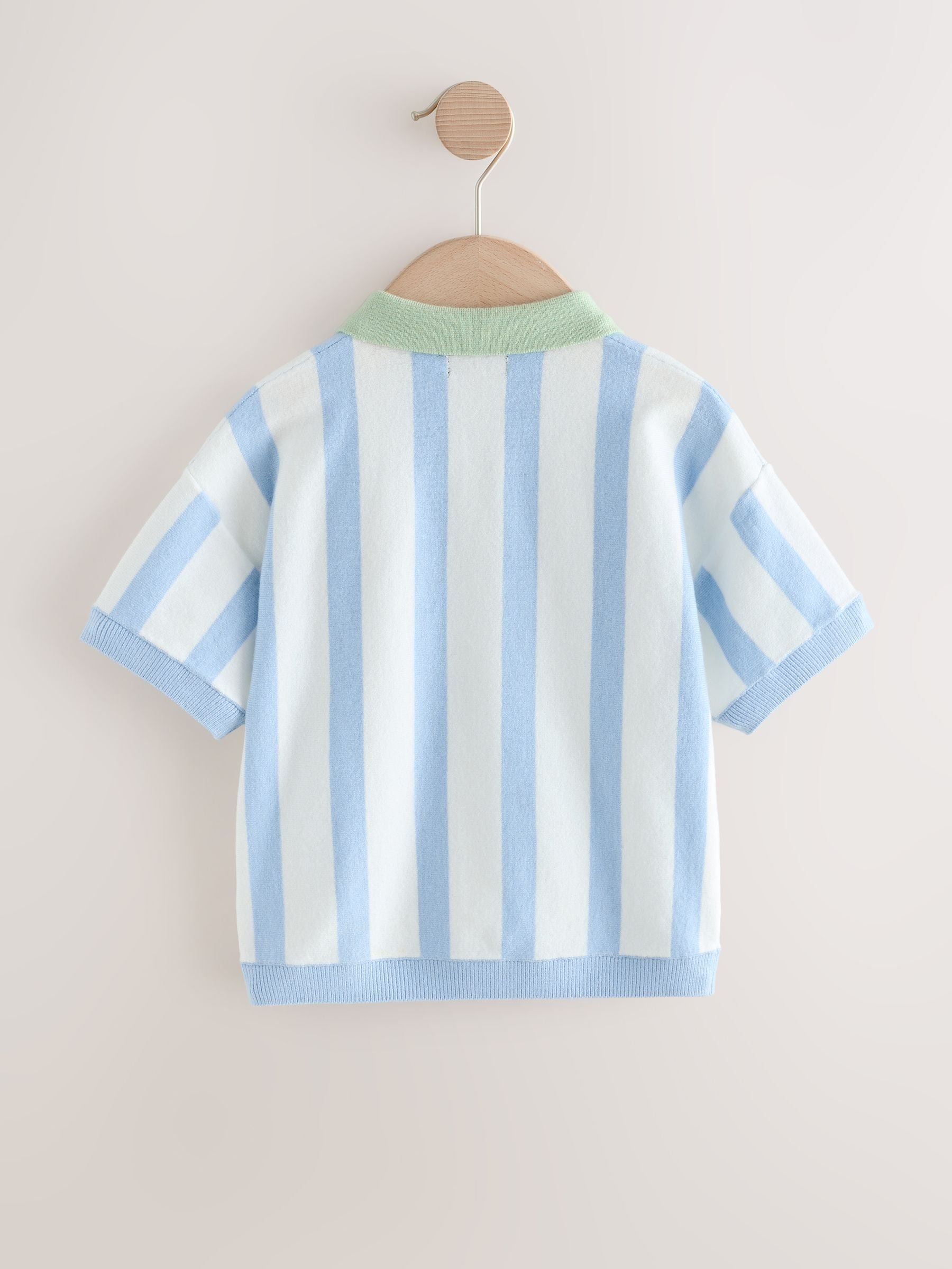 Buy Blue Character Button Neck Knitted Polo Shirt (3mths-7yrs