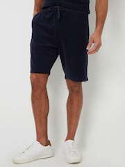 Threadbare Blue Short Towelling Revere Collar Short Sleeve Shirt - Image 1 of 3