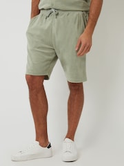 Threadbare Green Towelling Sweat Shorts - Image 1 of 4