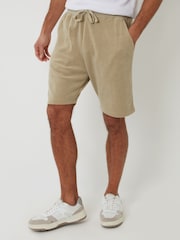 Threadbare Natural Short Towelling Revere Collar Short Sleeve Shirt - Image 1 of 4