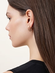 AllSaints Gold Tone Hexagon Huggie Trio Earrings Set - Image 5 of 6