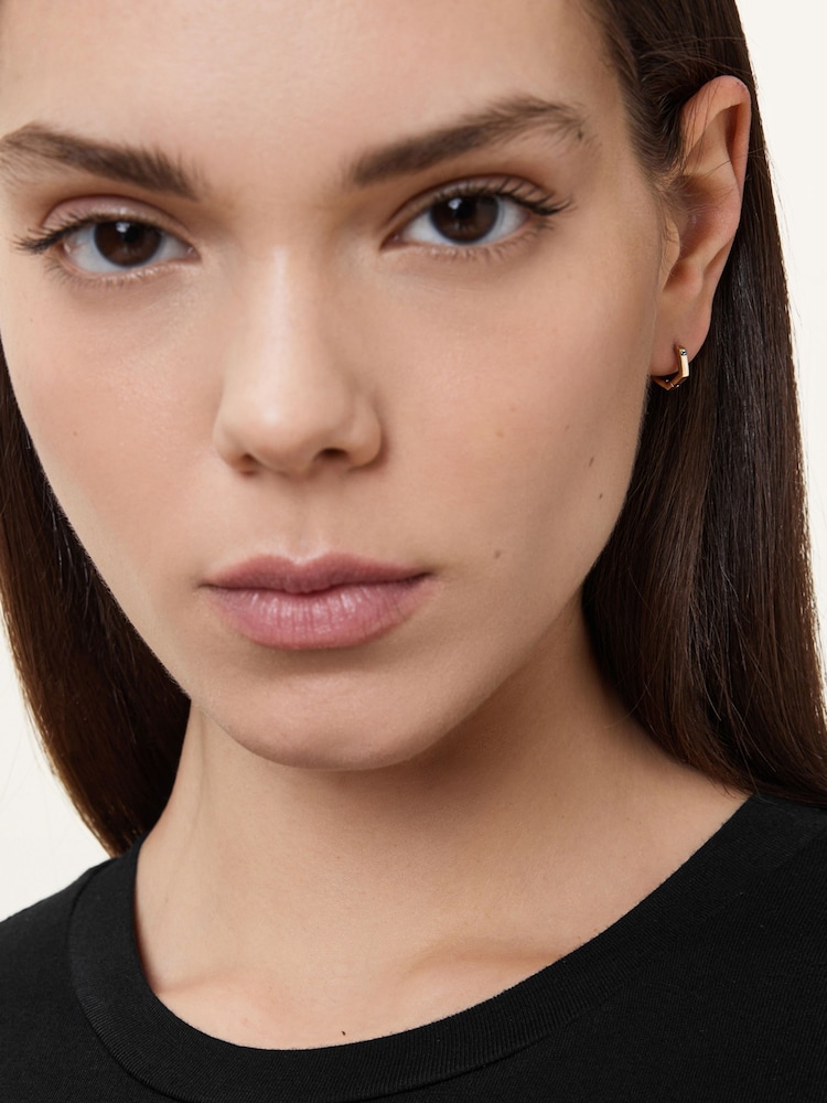 AllSaints Gold Tone Hexagon Huggie Trio Earrings Set - Image 6 of 6