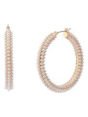 AllSaints Gold Tone Pearl Hoop Earrings - Image 2 of 4