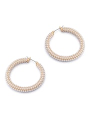 AllSaints Gold Tone Pearl Hoop Earrings - Image 4 of 4