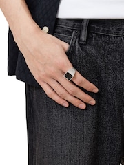 AllSaints Silver Mens Onyx Sterling Silver Signet Ring - Image 5 of 5