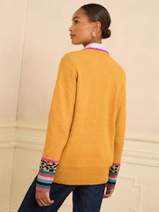 Love & Roses Yellow Animal Print Heart Crew Neck Cosy Jumper - Image 4 of 4