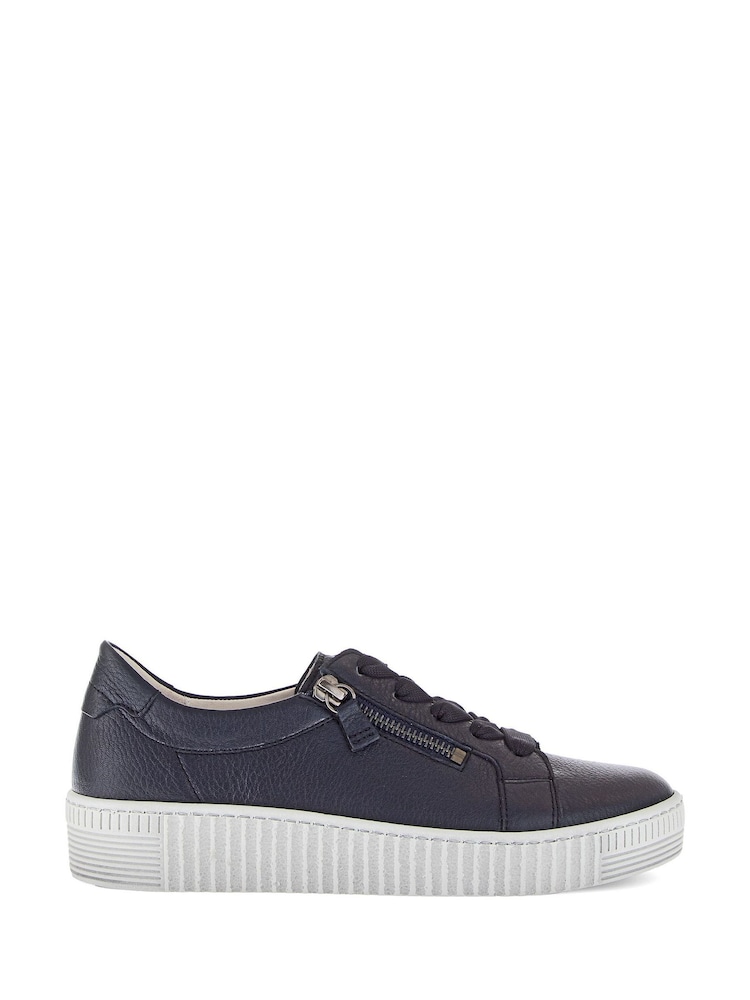 Gabor Blue Wisdom Leather Trainers - Image 1 of 5