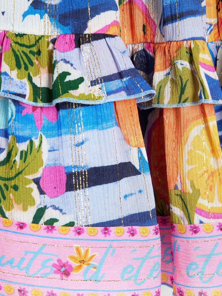River Island Blue Girls Printed Tiered Dress - Image 4 of 4