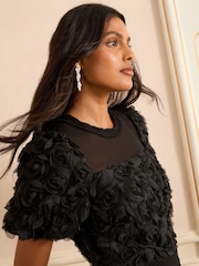 Love & Roses Black 3D Rose Jumpsuit - Image 2 of 4