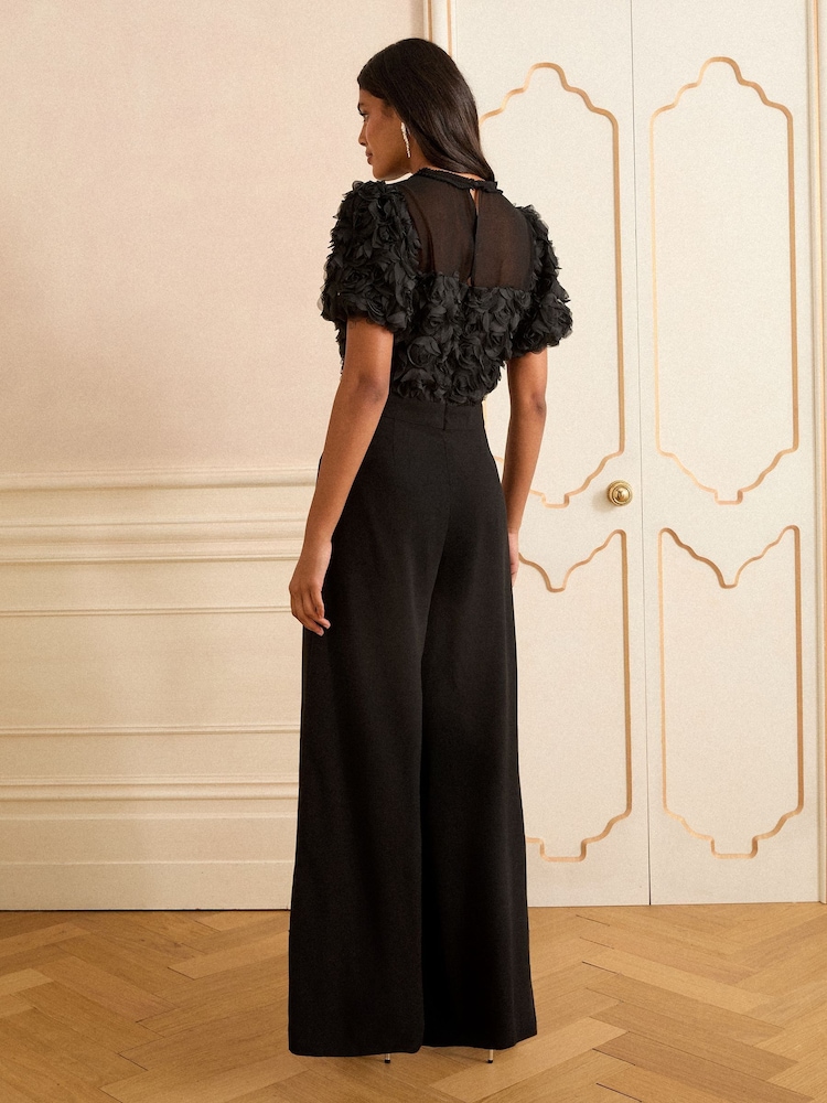 Love & Roses Black 3D Rose Jumpsuit - Image 4 of 4
