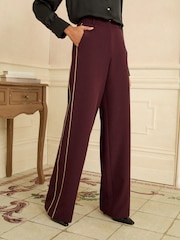 Love & Roses Berry Pink Lurex Side Stripe Wide Leg Trousers - Image 1 of 4
