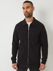 Negro - Threadbare Pique Zip Through Shacket - Imagen 1 de 5