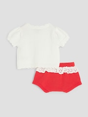 River Island Brown Girls Baby 100% Cotton Strawberry Bloomer Top And Shorts Set - Image 3 of 5