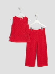 River Island Red Girls Lace Tunic Trousers Set - Image 1 of 4