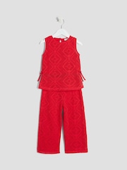 River Island Red Girls Lace Tunic Trousers Set - Image 3 of 4