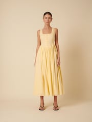 Nobodys Child Yellow Linen Blend Cora Square Neck Midi Dress - Image 1 of 4
