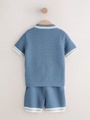 Blau - Gestricktes Polo-Shirt und Shorts im Set (3–16J.) - Bild 7 von 9