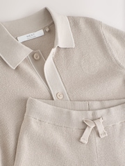 neutre - Ensemble polo et short en maille texturée (3-16ans) - Image 4 de 6