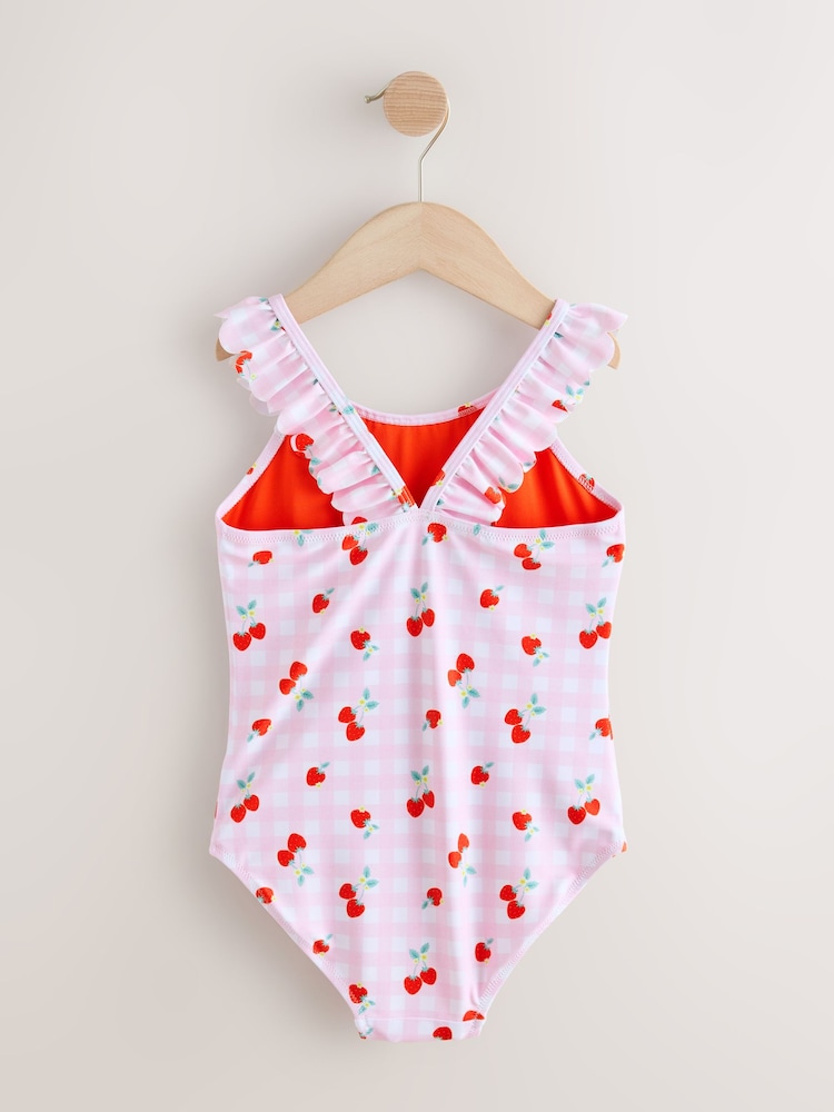 Pink Cherry Gingham Frill Swimsuit (3-16yrs) - Image 2 of 4 Pink Cherry Gingham Frill Swimsuit (3-16yrs) - Image 2 of 4