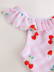 ピンク チェリー ギンガム - フリル 水着（3～16 歳） - 画像 7 / 7