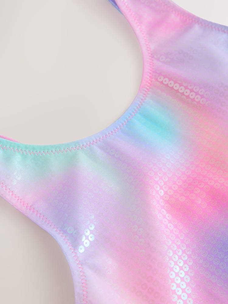 Pink Rainbow Foil Sequin Scoop Neck Swimsuit (3mths-16yrs) - Image 9 of 9 Pink Rainbow Foil Sequin Scoop Neck Swimsuit (3mths-16yrs) - Image 9 of 9