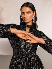 Love & Roses Black Star Burnout Velvet Mini Dress - Image 2 of 4