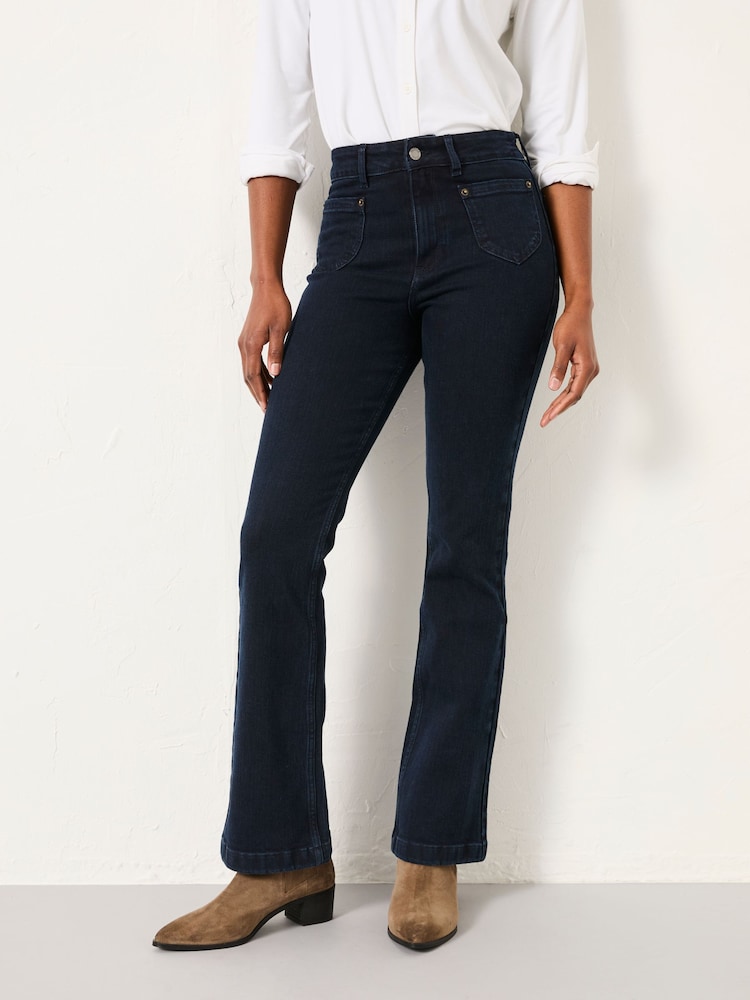 FatFace Fly Denim Dark Blue Flare Jeans - Image 1 of 6 FatFace Fly Denim Dark Blue Flare Jeans - Image 1 of 6